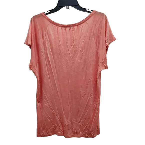 Banana Republic Women's‎ Salmon Metallic Thread Embroidered Tie Neck Top Size L - Picture 5 of 5